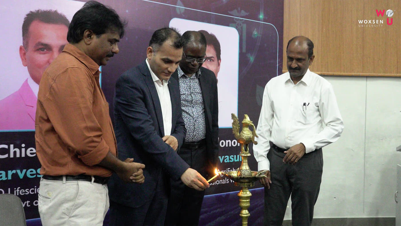 Inaugural lamp-lighting ceremony at a Woxsen University conference